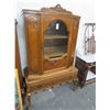 Image 1 : Burl Carved Footed 3 Shelf Curio Cabinet w/Drawer