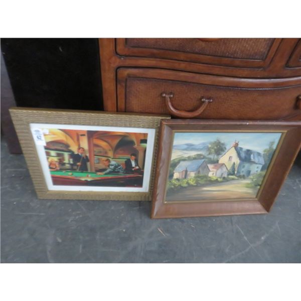 Billiards Scene Holographic Art Piece, Neighborhood Scene Art Piece (2 Small)