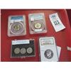 Image 1 : Graded 1957 67 Silver Washington Quarter, 3 Pc. Set Old Silver Mercury Dimes,
