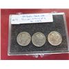 Image 2 : Graded 1957 67 Silver Washington Quarter, 3 Pc. Set Old Silver Mercury Dimes,
