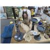 Image 1 : Table Lamp, Candle Stands & Eagle Figurine