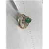 Image 2 : 14K YG Emerald & Diamond Ring Oval Emerald .80CT & 25 Round Diamonds 4.1g (Retail $1,650.00)