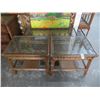 Image 1 : 3 Pc. Glasstop Bamboo Coffee & End Table Set