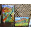 Image 1 : 2-Framed Artist Signed "Quaint Village" Oil On Canvas - 2 X $