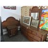 Image 1 : Mahogany Rattan 4 Pc. Twin Bedroom Set of Headboard/Dresser w/