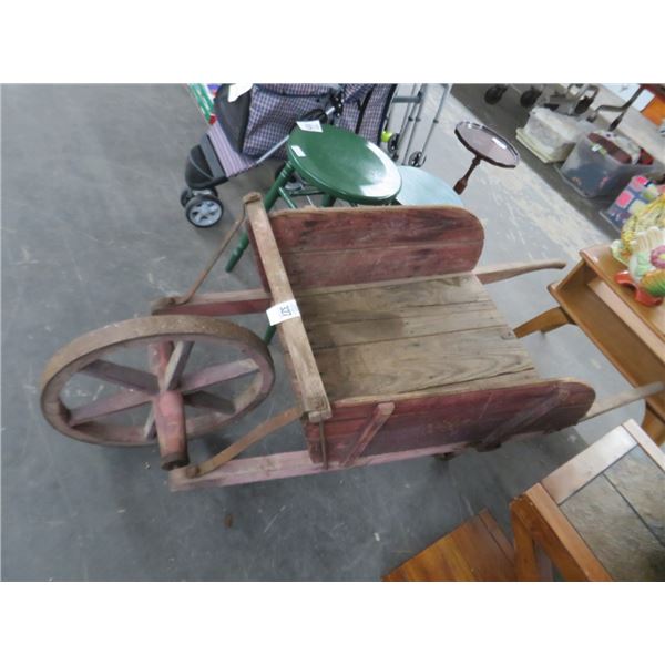 Vintage Wooden Wheelbarrow