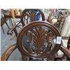 Image 2 : 2-Mahogany Carved Black Leather Seat Stools - 2 X $