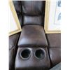 Image 8 : Brown Leather Electric Reclining Sectional Sofa
