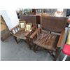 Image 1 : 2-Brown Leather Mahogany Armchairs - 2 X $