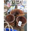 Image 1 : Wood Salad Bowls (7), w/Utensils (2)
