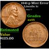 Image 1 : 1941-p Lincoln Cent Mint Error 1c Grades Choice AU