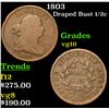 Image 1 : 1803 Draped Bust Half Cent 1/2c Grades vg+