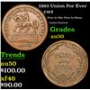 Image 1 : 1863 Union For Ever Civil War Token 1c Grades AU, Almost Unc