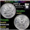 Image 1 : ***Auction Highlight*** 1892-p Morgan Dollar $1 Graded Select Unc By USCG (fc)
