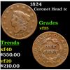 Image 1 : 1824 Coronet Head Large Cent 1c Grades vf+