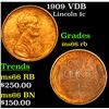 Image 1 : 1909 VDB Lincoln Cent 1c Grades GEM+ Unc RB