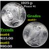 Image 1 : 1925-p Peace Dollar $1 Grades Select+ Unc