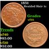 1851 Braided Hair Large Cent 1c Grades vf++