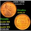 Image 1 : 1909 VDB Lincoln Cent 1c Grades GEM+ Unc RB