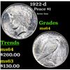 Image 1 : 1922-d Peace Dollar $1 Grades Choice Unc