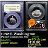 Image 1 : Proof 1982-S Washington Modern Commem Half Dollar 50c Graded GEM++ Proof Deep Cameo By USCG