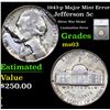Image 1 : 1943-p Jefferson Nickel Major Mint Error 5c Graded ms63 By SEGS