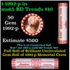 Image 1 : Shotgun Lincoln 1c roll, 1992-p 50 pcs Dunbar Wrapper