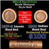 Image 1 : Mixed small cents 1c orig shotgun roll, 1917-s Wheat Cent, 1900 Indian Cent other end,brinks Wra