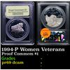 Image 1 : Proof 1994-P Women Veterans Modern Commem Dollar $1 Graded GEM++ Proof Deep Cameo By USCG