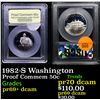 Image 1 : Proof 1982-S Washington Modern Commem Half Dollar 50c Graded GEM++ Proof Deep Cameo By USCG