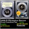 Image 1 : Proof 1996-S Olympics Soccer Modern Commem Half Dollar 50c Graded GEM++ Proof Deep Cameo By USCG
