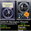 Image 1 : Proof 1996-P Olympics Tennis Modern Commem Dollar $1 Graded GEM++ Proof Deep Cameo By USCG