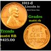 Image 1 : 1911-d Lincoln Cent 1c Grades Choice Unc RB