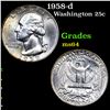 Image 1 : 1958-d Washington Quarter 25c Grades Choice Unc