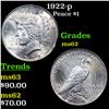 Image 1 : 1922-p Peace Dollar $1 Grades Select Unc