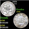 Image 1 : 1851 Three Cent Silver 3cs Grades xf