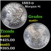 Image 1 : 1883-o Morgan Dollar $1 Grades GEM+ Unc