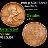 Image 1 : 1920-p Lincoln Cent Mint Error 1c Grades vf++