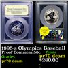 Image 1 : Proof 1995-s Olympics Baseball Modern Commem Half Dollar 50c Graded GEM++ Proof Deep Cameo By USCG