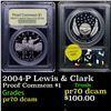 Image 1 : Proof 2004-P Lewis & Clark Modern Commem Dollar $1 Graded GEM++ Proof Deep Cameo By USCG