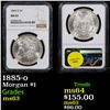 Image 1 : NGC 1885-o Morgan Dollar $1 Graded ms63 By NGC