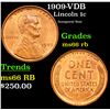 Image 1 : 1909-p VDB Lincoln Cent 1c Grades GEM+ Unc RB