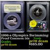 Image 1 : Proof 1996-s Olympics Swimming Modern Commem Half Dollar 50c Graded GEM++ Proof Deep Cameo By USCG