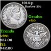 Image 1 : 1914-p Barber Quarter 25c Grades vf, very fine