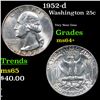 Image 1 : 1952-d Washington Quarter 25c Grades Choice+ Unc