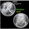 1992 Silver Eagle Dollar $1 Grades GEM++ Unc
