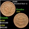 1849 Braided Hair Large Cent 1c Grades vf+