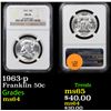 Image 1 : NGC 1963-p Franklin Half Dollar 50c Graded ms64 BY NGC