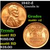 1942-d Lincoln Cent 1c Grades GEM++ RD