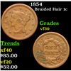 1854 Braided Hair Large Cent 1c Grades vf++